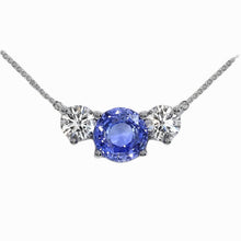 Real Blue Sapphire Stone Pendant Necklace 2 ct 14 Karat White Gold – main view