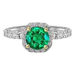 Real Emerald Gemstone Ring – 14 Karat Two Tone Gold 3 ct