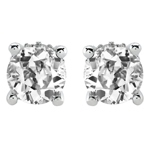 Fine Diamond Old Mine Cut Drop Earrings in 14 Karat White Gold – main view