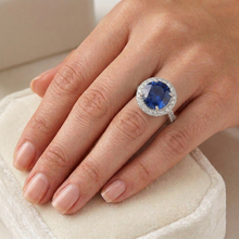Round Sri Lankan Sapphire Natural Earth Mined DIAMOND ( NOT LAB GROWN )s Ring 5.76 Carats White Gold 14K