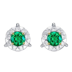 Colombian Emerald Gemstone Earring 1.50 ct F/VS1 – Two-Tone 14K