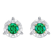 Real Colombian Emerald Gemstone Earring 1.50 ct Two-Tone 14K Gold – main view