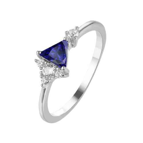 Round Diamond & Trillion Sapphire Ring Gemstone Jewelry