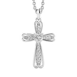 Diamond Cross Pendant Necklace 2 ct in 14K White Gold