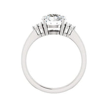 Fine Diamond Antique Cushion Solitaire Ring with Accents in 14K White Gold – side view