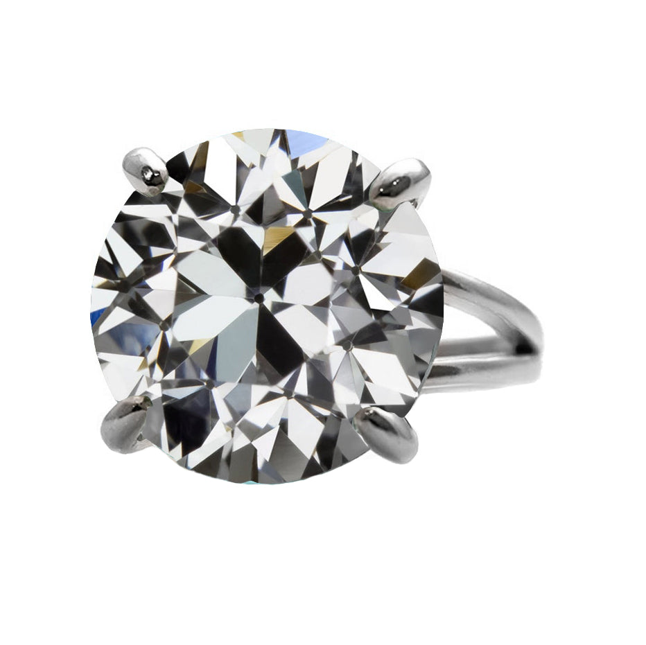 Old Mine Cut Fine Diamond ring in 14 Karat White Gold – main view