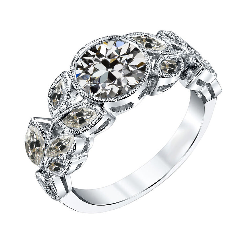 Diamond Old Mine Cut Proposal Ring in 14K White Gold – main view