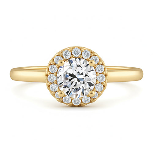 Round Real Natural Earth Mined Diamond Engagement Fancy Ring 1.25 Carat Prong Setting YG 14K
