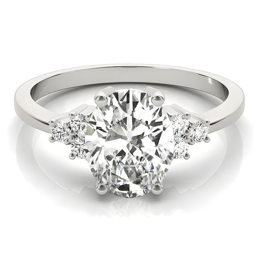 Diamond Solitaire Ring with Accents 4.50-ct 14K White Gold – front view