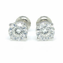Round Shaped Stud Real Natural Earth Mined Diamond Women Earrings 4 Carats White Gold 14K