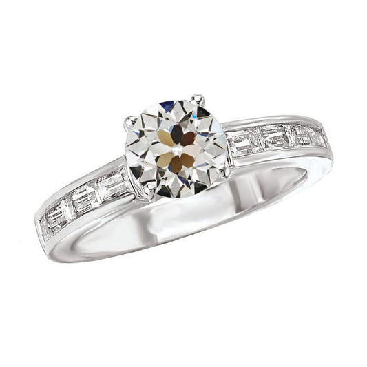 Designer Fine Diamond Solitaire with Side Stones 2 ct – main view
