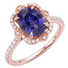 Royal Blue Cornflower Sapphire Rose Gold Ring