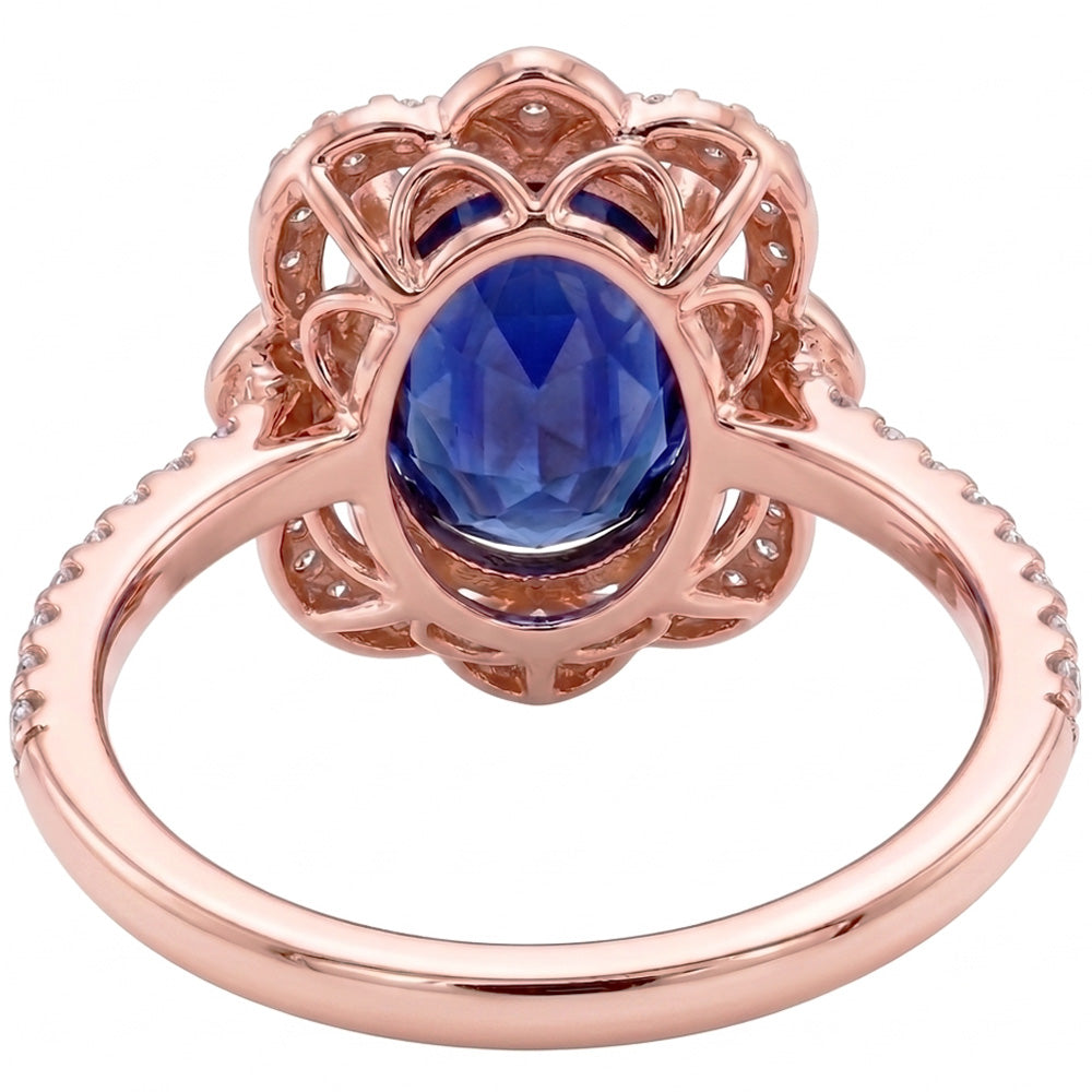 Royal Blue Cornflower Sapphire Rose Gold Ring