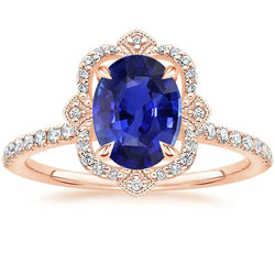 Royal Blue Cornflower Sapphire Rose Gold Ring