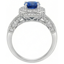 Royal Blue Sapphire Halo Ring