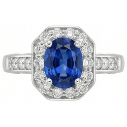 Royal Blue Sapphire Halo Ring
