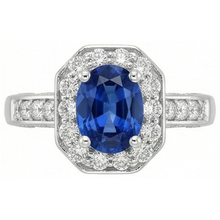 Royal Blue Sapphire Halo Ring