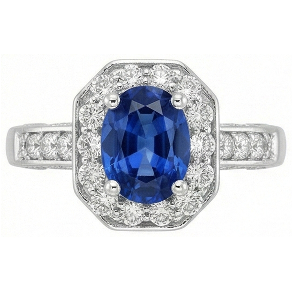 Royal Blue Sapphire Halo Ring