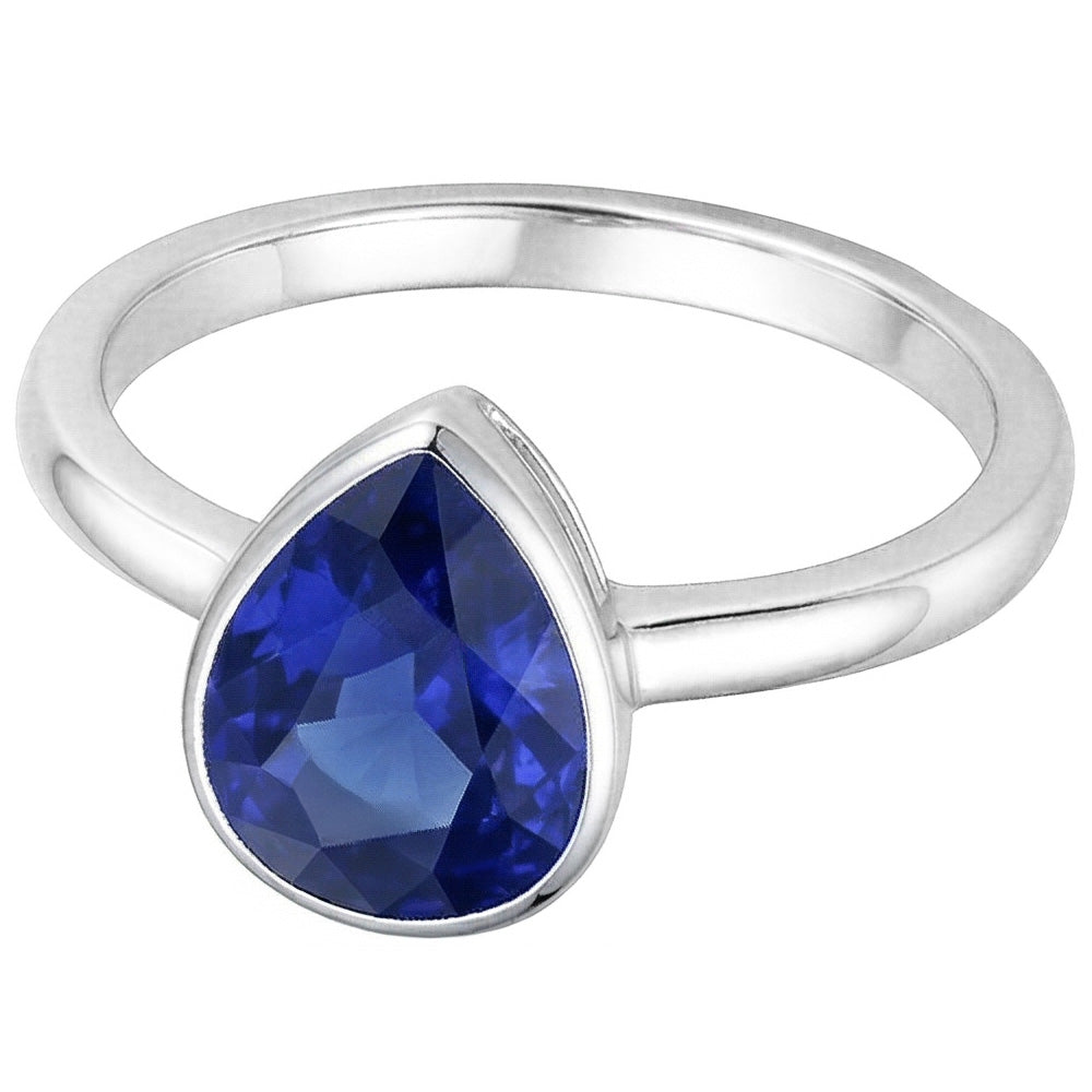 Royal Blue Sapphire Pear Cut Precious Stone Ring 1.50 ct – 14