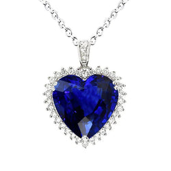 Royal Blue Sapphire Stone Pendant Necklace 4 ct – 14K White Gold