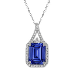 14K White Gold Cornflower Blue Sapphire Gemstone Pendant