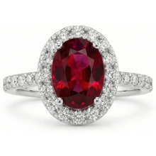 Ruby And Halo Natural Earth Mined Diamond Wedding Ring White Gold 14K 4.55 Ct