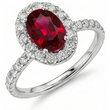 Ruby And Halo Natural Earth Mined Diamond Wedding Ring White Gold 14K 4.55 Ct