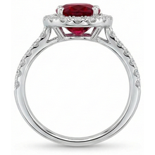 Ruby And Halo Natural Earth Mined Diamond Wedding Ring White Gold 14K 4.55 Ct