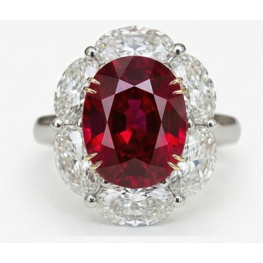 Ruby And Natural Earth Mined Diamond Wedding Ring 5 Carats Gold 14K