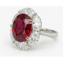 Ruby And Natural Earth Mined Diamond Wedding Ring 5 Carats Gold 14K