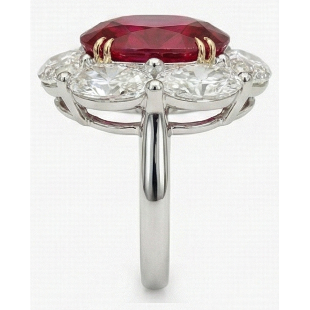 Ruby And Natural Earth Mined Diamond Wedding Ring 5 Carats Gold 14K
