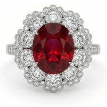 Ruby And Natural Earth Mined Diamond Wedding Ring White Gold 14K 4.50 Carats