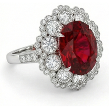 Ruby And Natural Earth Mined Diamond Wedding Ring White Gold 14K 4.50 Carats