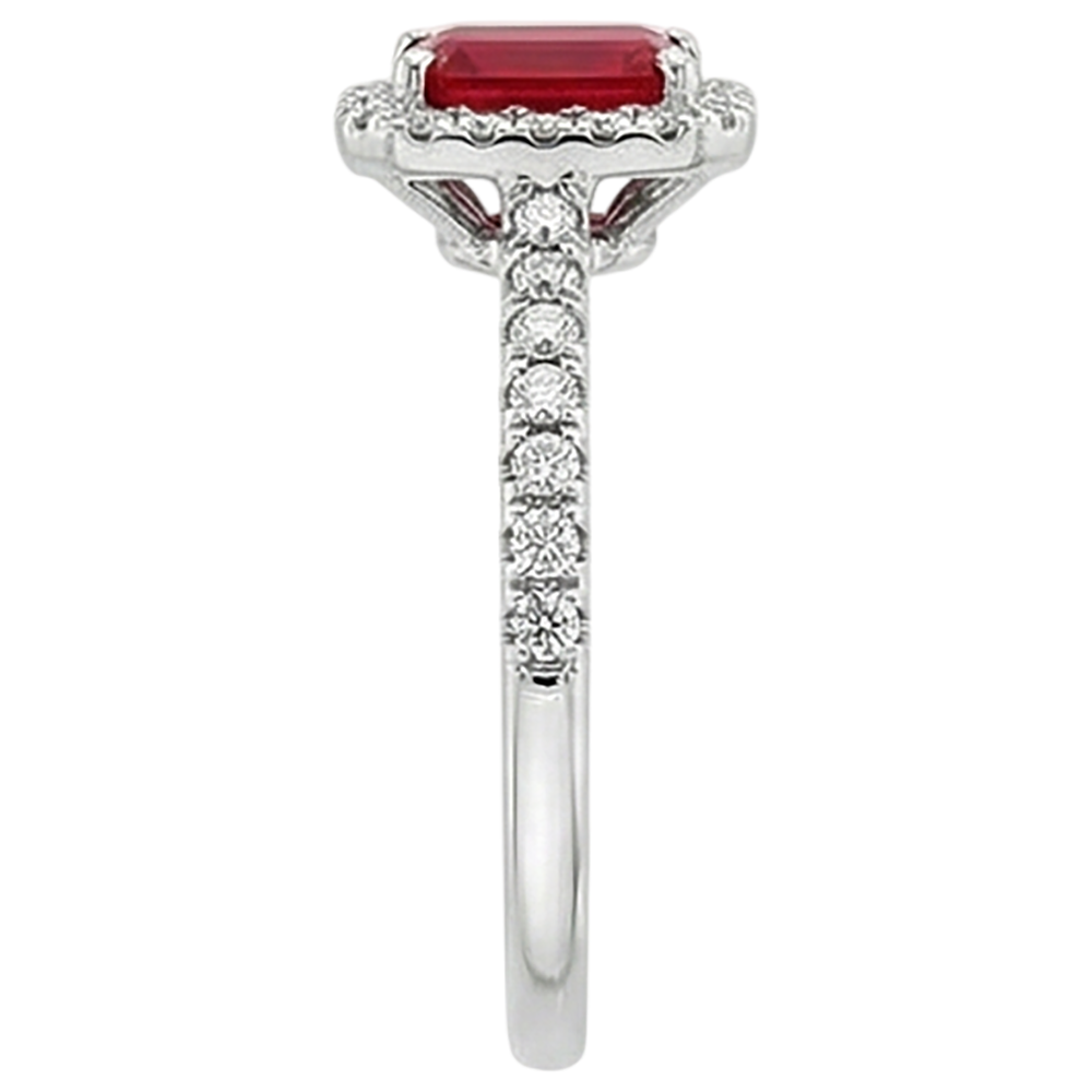 natural round ruby 6.25ct ring profile view