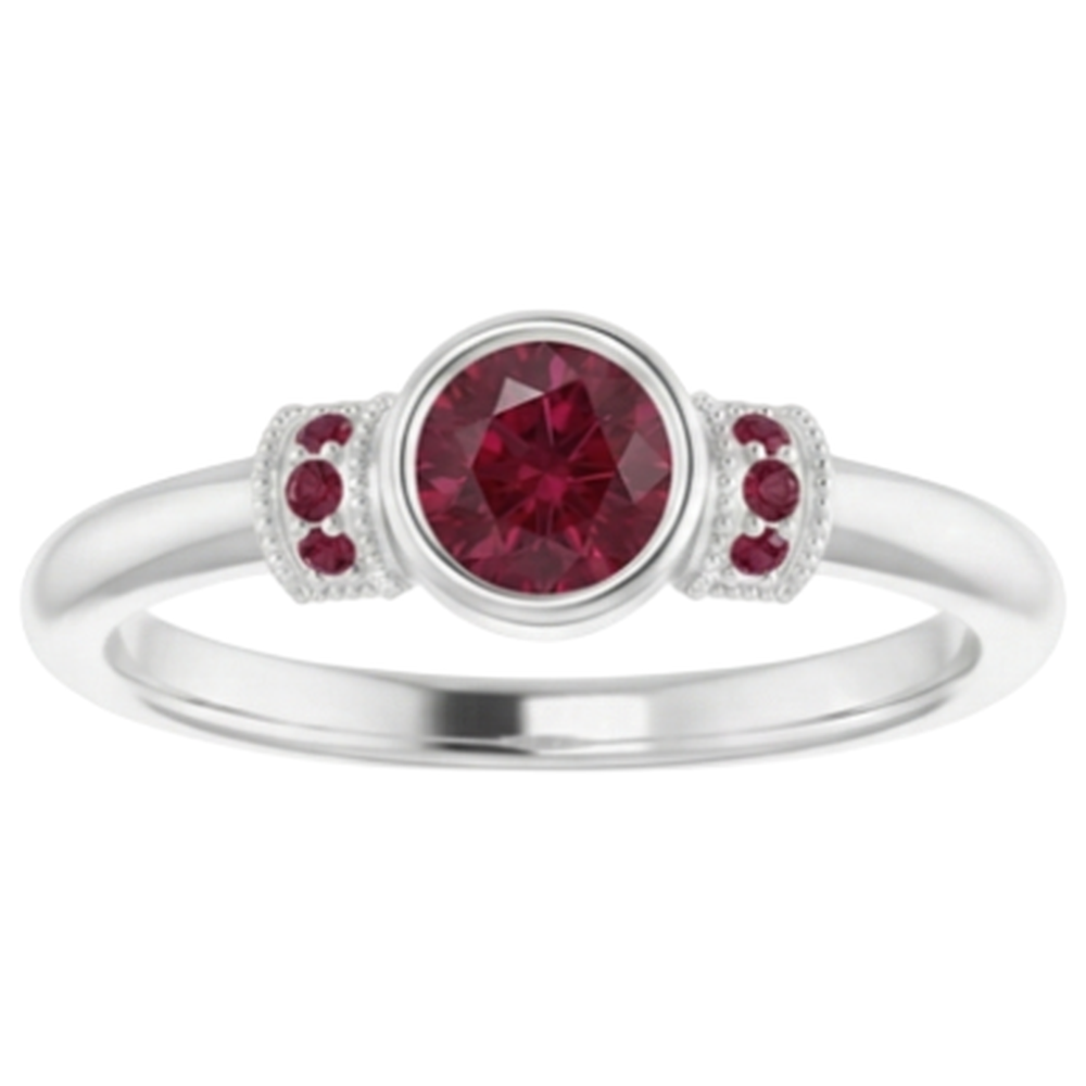 Ruby Ring 1 Carat Milgrain Women Bezel Set Jewellery