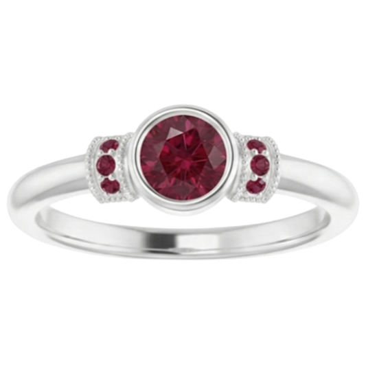 Ruby Ring 1 Carat Milgrain Women Bezel Set Jewellery