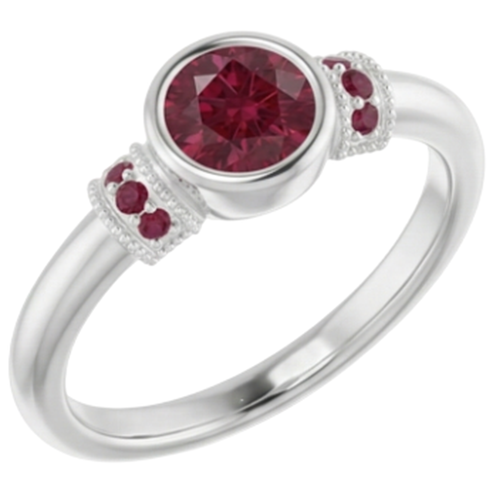 Ruby Ring 1 Carat Milgrain Women Bezel Set Jewellery