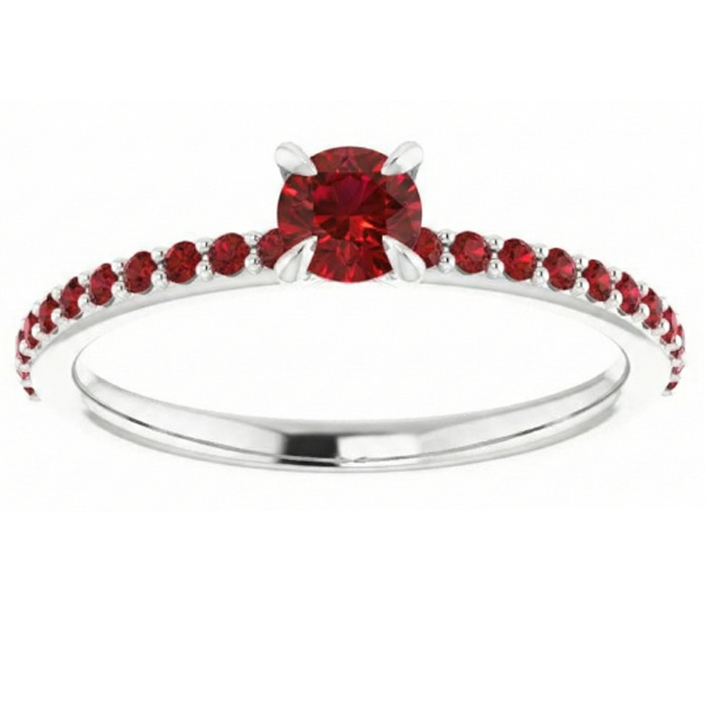 Ruby Ring 2 Carats White Gold 14K Prong Style