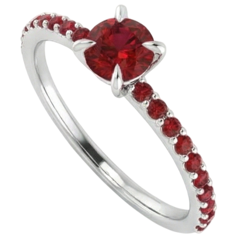 Ruby Ring 2 Carats White Gold 14K Prong Style