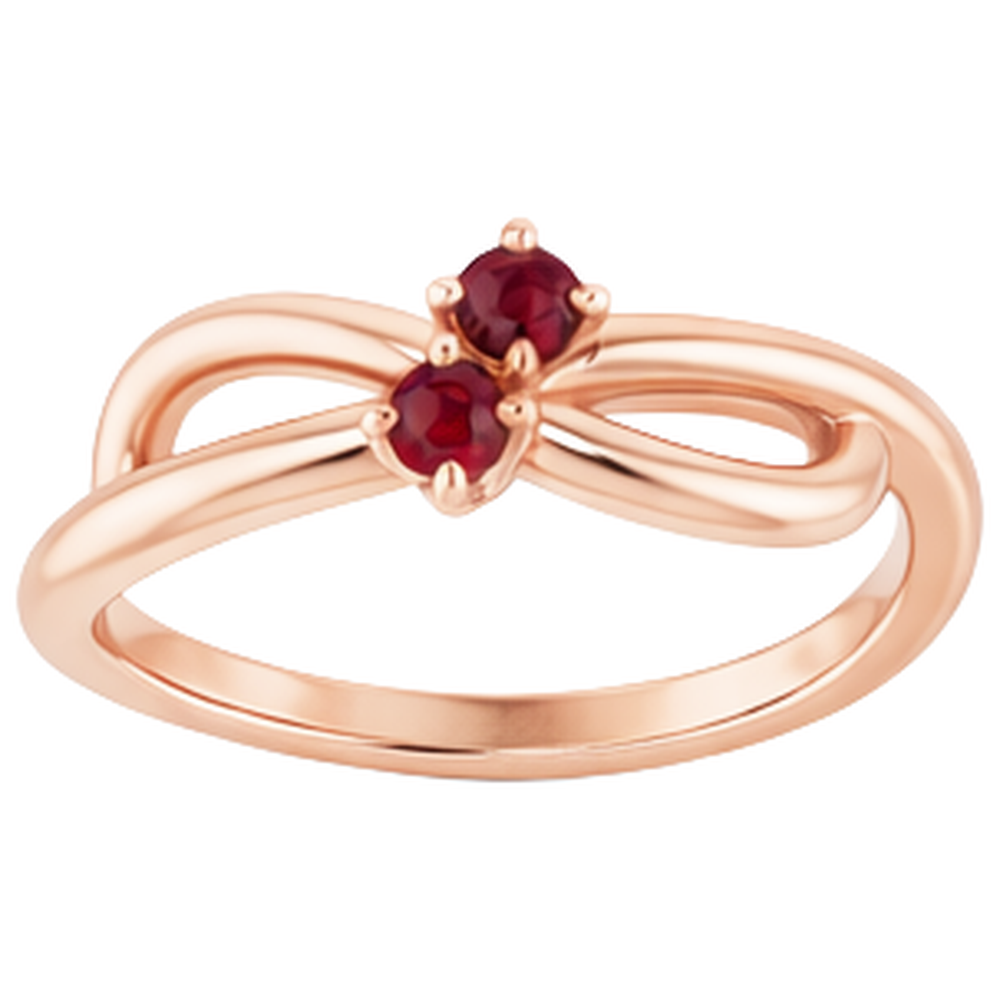 Ruby Ring Rose Gold 0.20 Carats Infinity Twist Style U Prong Setting