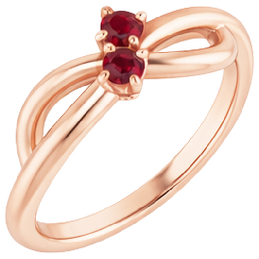 Ruby Ring Rose Gold 0.20 Carats Infinity Twist Style U Prong Setting