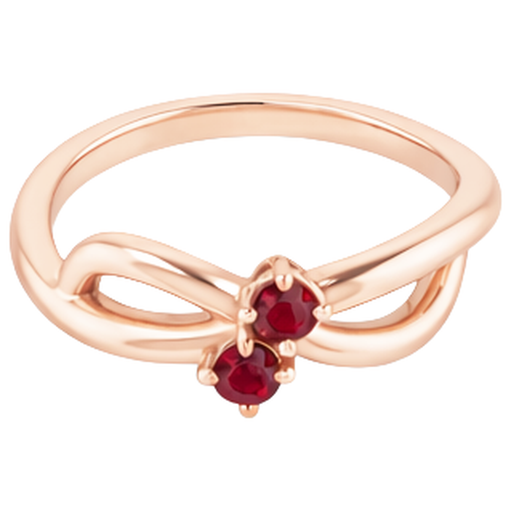 Ruby Ring Rose Gold 0.20 Carats Infinity Twist Style U Prong Setting