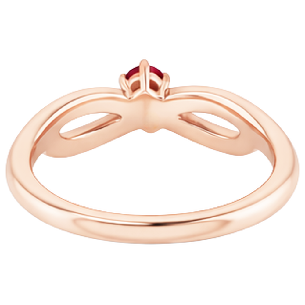 Ruby Ring Rose Gold 0.20 Carats Infinity Twist Style U Prong Setting