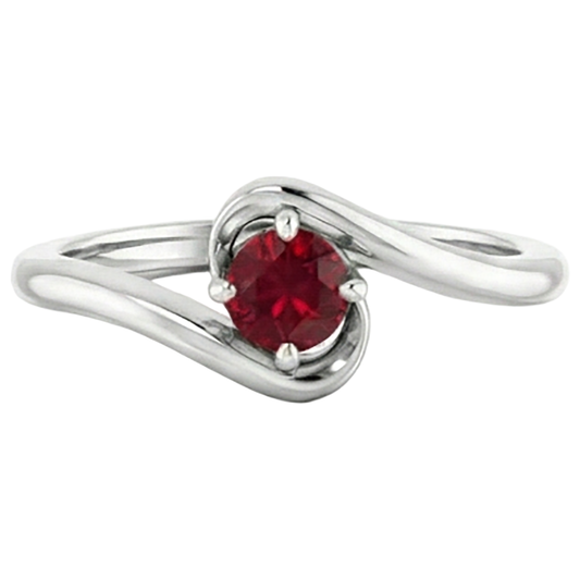 Ruby Stone Ring Solitaire 1 Carat White Gold 14K