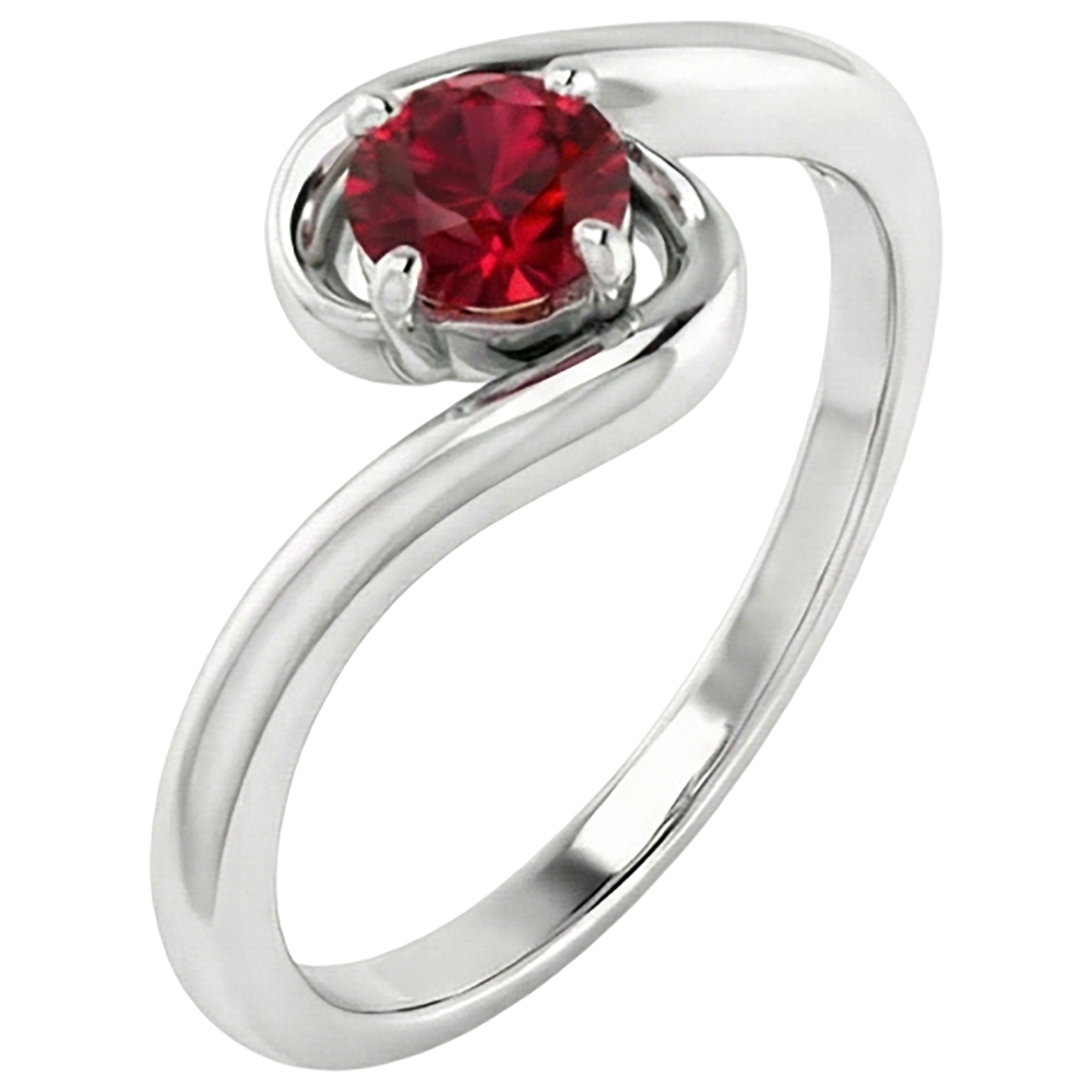Ruby Stone Ring Solitaire 1 Carat White Gold 14K