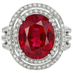 Natural Ruby Ring 4.5ct - White Gold 14K