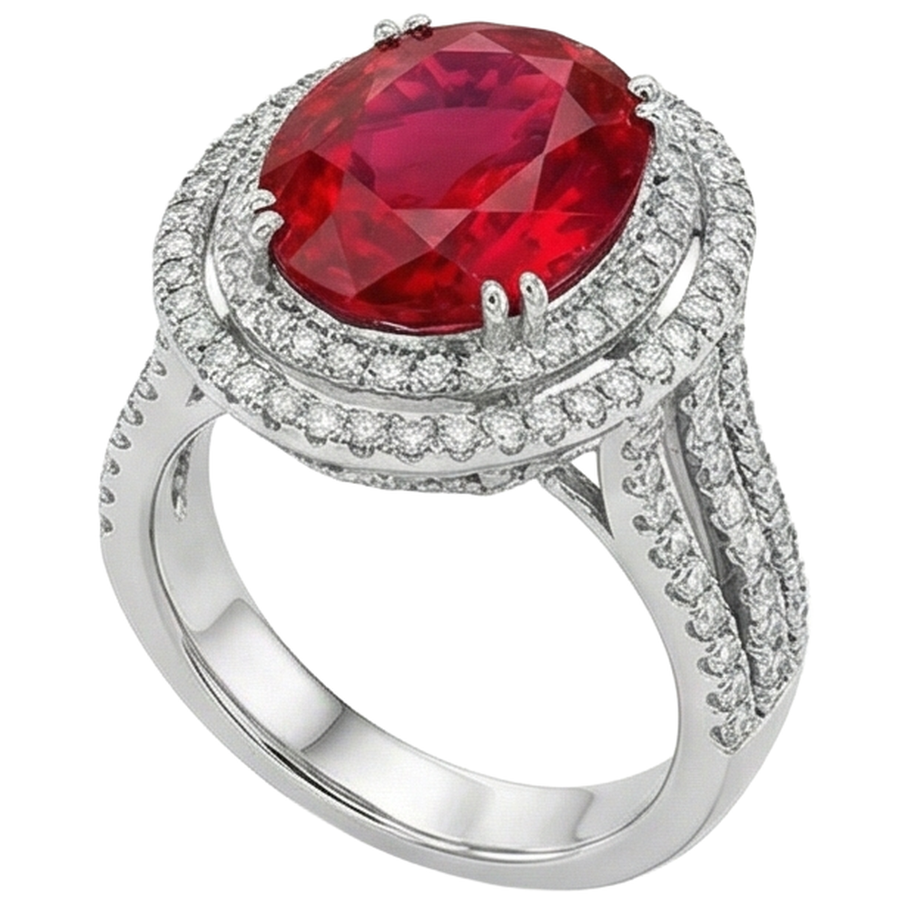 natural round ruby 4.5ct ring side angle
