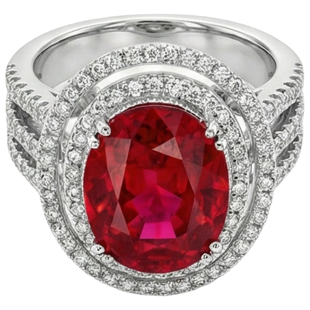 natural round ruby 4.5ct ring close up detail