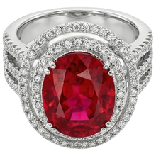 natural round ruby 4.5ct ring close up detail