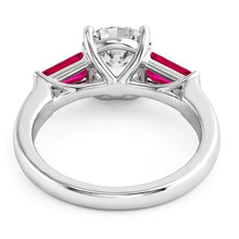 Ruby & Real Natural Earth Mined Diamond Trilogy Ring 3.20 Carats Old Cut 14K Gold